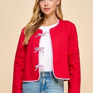 Red Bow Quilted Jacket